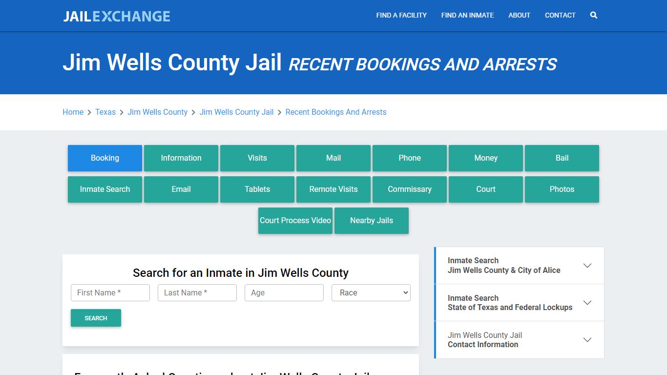 Jim Wells County Jail Recent Bookings And Arrests - Jail Exchange