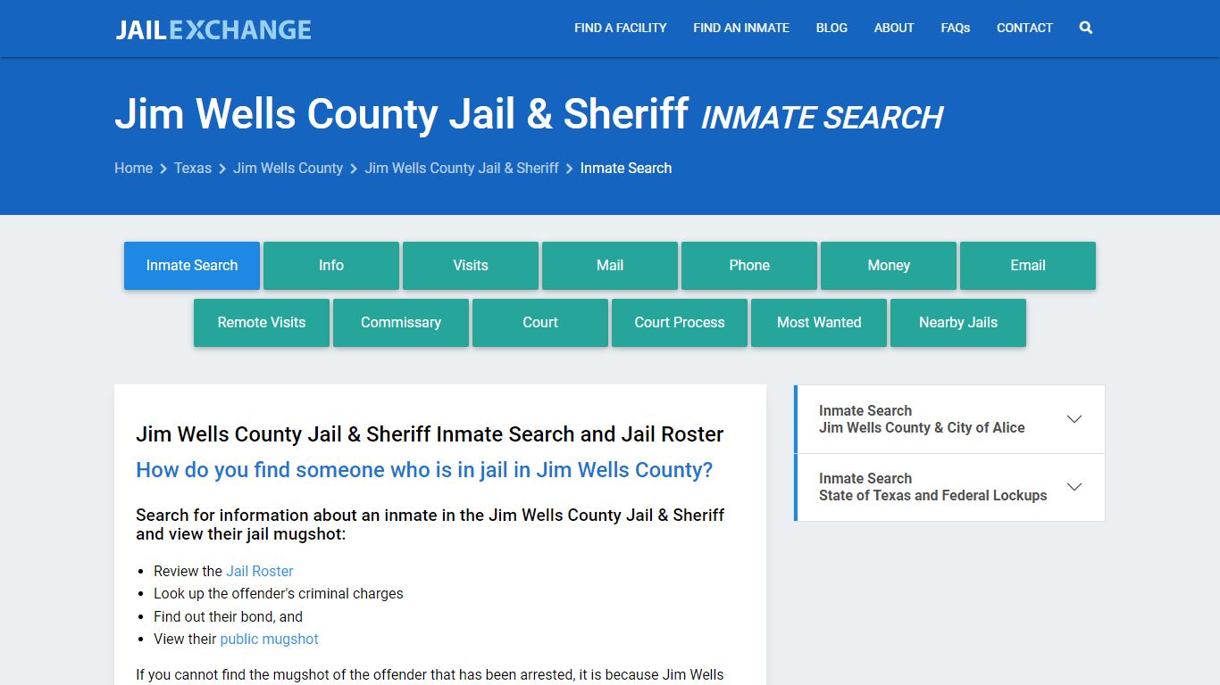 Jim Wells County Jail & Sheriff Inmate Search - Jail Exchange