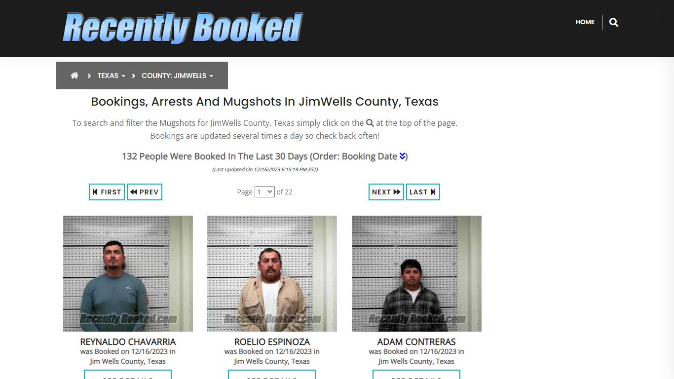 Recent bookings, Arrests, Mugshots in JimWells County, Texas
