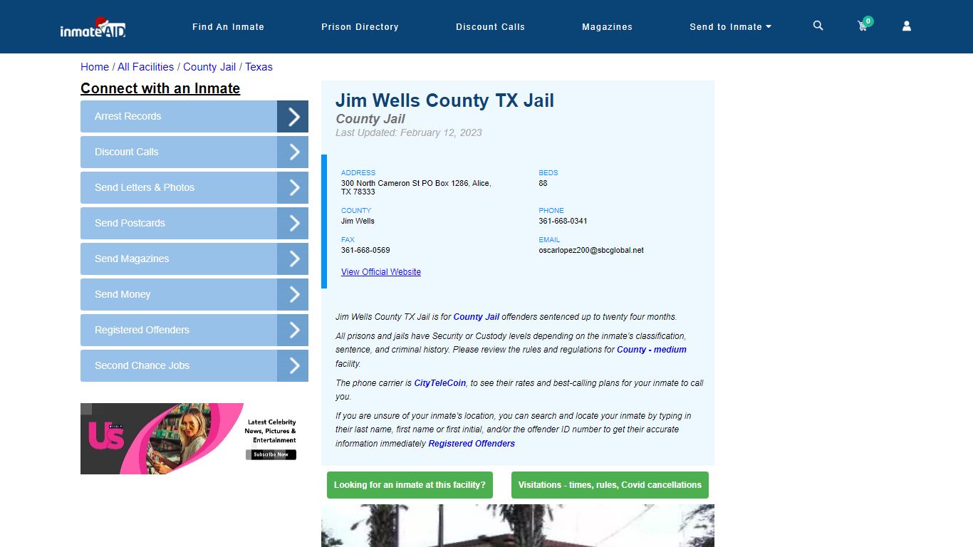 Jim Wells County TX Jail - Inmate Locator - Alice, TX