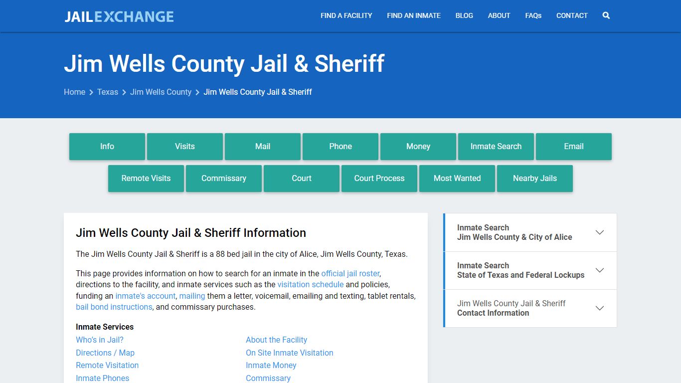 Jim Wells County Jail & Sheriff, TX Inmate Search, Information